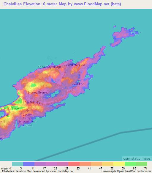 Chalvilles,Anguilla Elevation Map