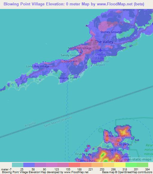 Blowing Point Village,Anguilla Elevation Map