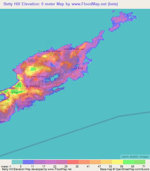 Betty Hill,Anguilla Elevation Map