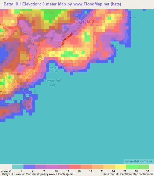 Betty Hill,Anguilla Elevation Map