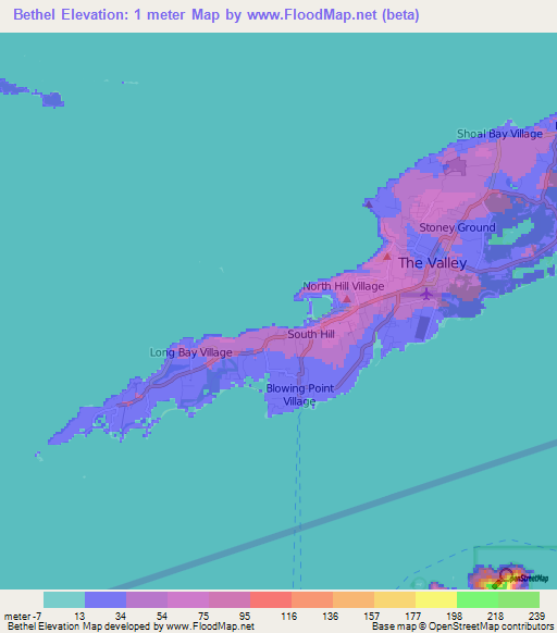 Bethel,Anguilla Elevation Map