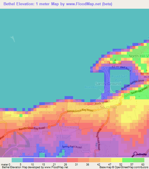 Bethel,Anguilla Elevation Map