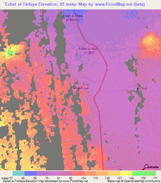 `Ezbet el-Tarfaya,Egypt Elevation Map