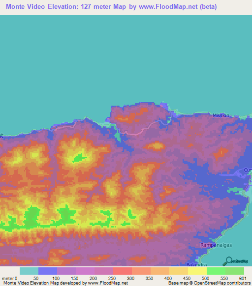 Monte Video,Trinidad and Tobago Elevation Map