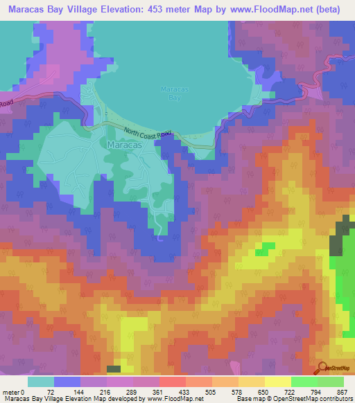 Elevation of Maracas Bay Village,Trinidad and Tobago Elevation Map ...