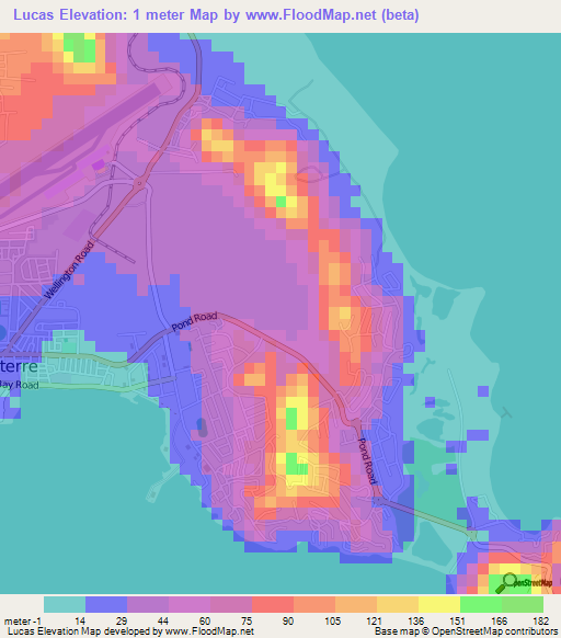 Lucas,Saint Kitts and Nevis Elevation Map