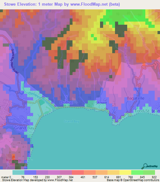 Stowe,Dominica Elevation Map