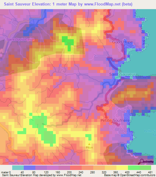 Saint Sauveur,Dominica Elevation Map