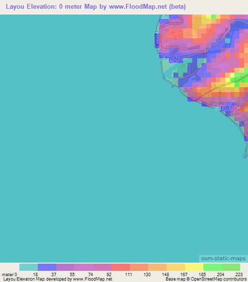 Layou,Dominica Elevation Map