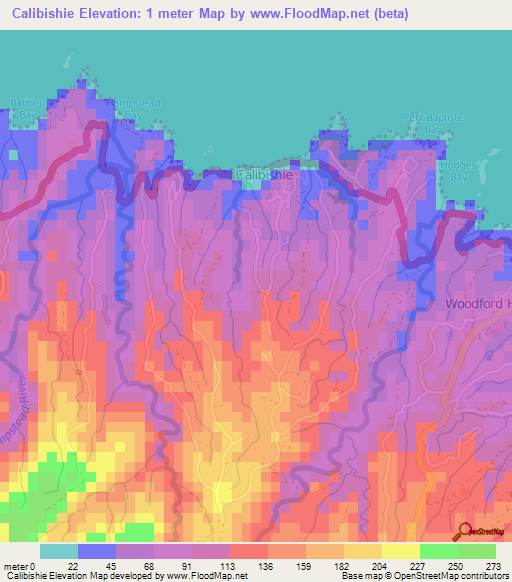 Calibishie,Dominica Elevation Map