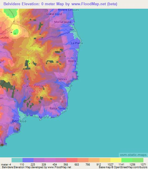 Belvidere,Dominica Elevation Map