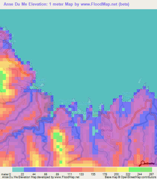 Anse Du Me,Dominica Elevation Map