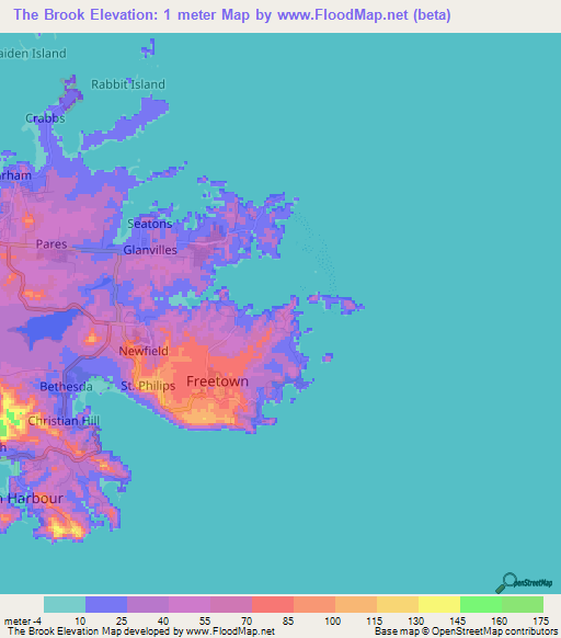 The Brook,Antigua and Barbuda Elevation Map