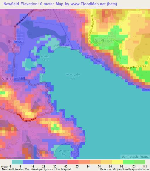 Newfield,Antigua and Barbuda Elevation Map