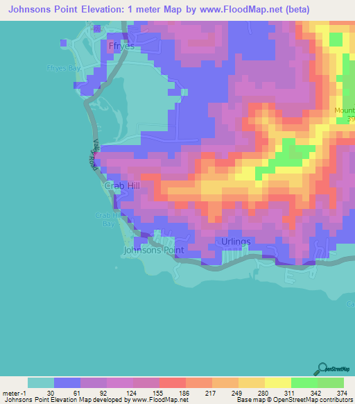 Johnsons Point,Antigua and Barbuda Elevation Map