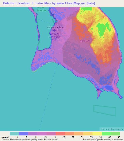 Dulcina,Antigua and Barbuda Elevation Map