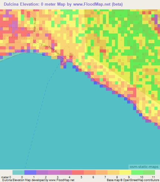 Dulcina,Antigua and Barbuda Elevation Map