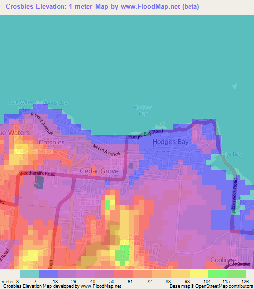 Crosbies,Antigua and Barbuda Elevation Map