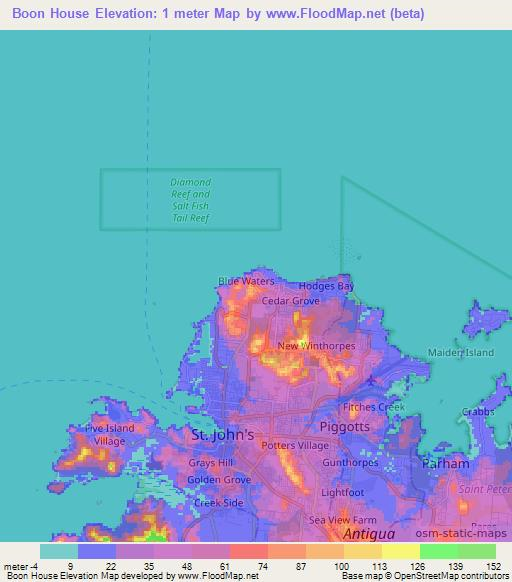 Boon House,Antigua and Barbuda Elevation Map