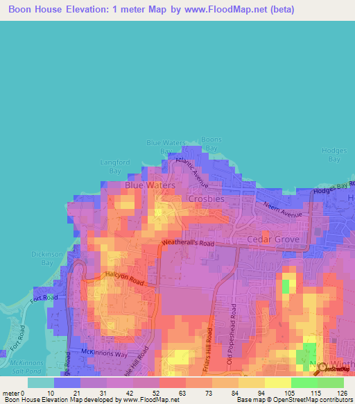 Boon House,Antigua and Barbuda Elevation Map