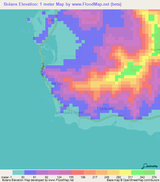 Bolans,Antigua and Barbuda Elevation Map