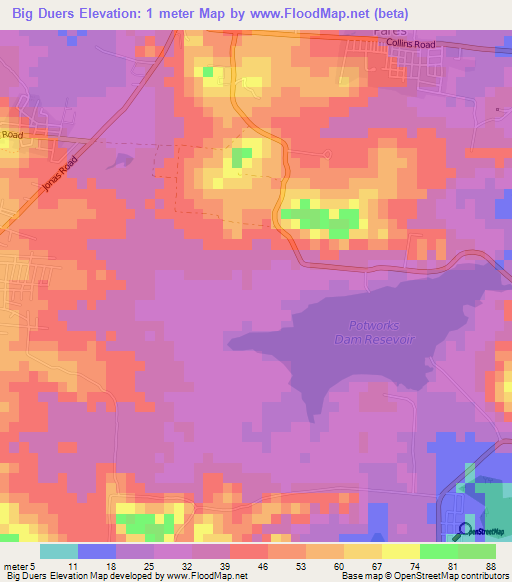 Big Duers,Antigua and Barbuda Elevation Map