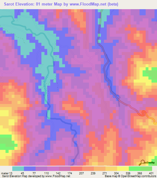 Sarot,Saint Lucia Elevation Map