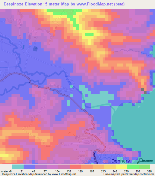 Despinoze,Saint Lucia Elevation Map