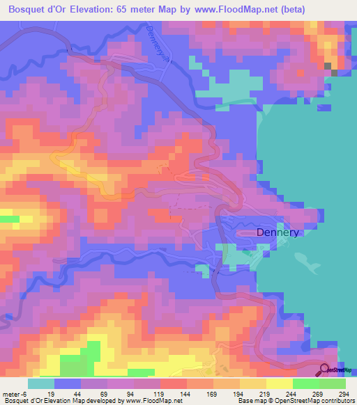 Bosquet d'Or,Saint Lucia Elevation Map