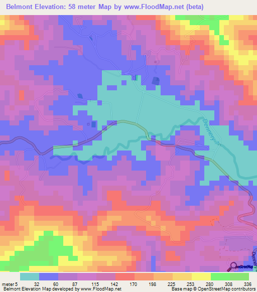 Belmont,Saint Lucia Elevation Map