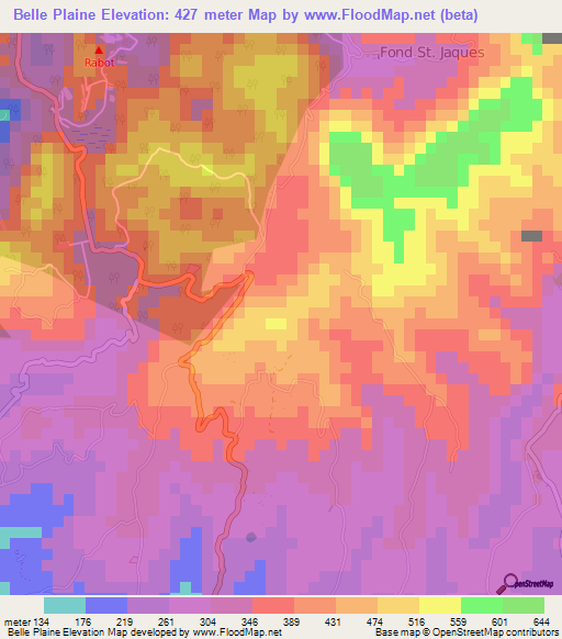 Belle Plaine,Saint Lucia Elevation Map