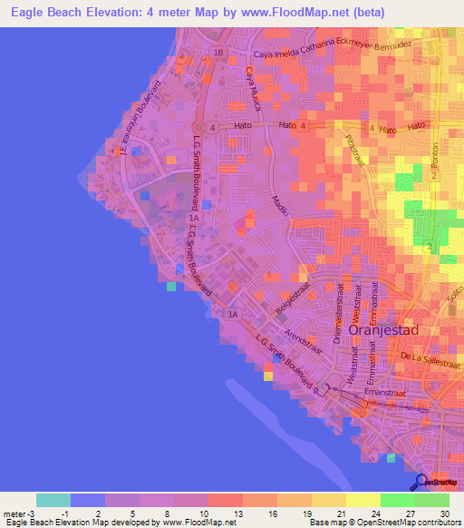 Elevation of Eagle Beach,Aruba Elevation Map, Topography, Contour