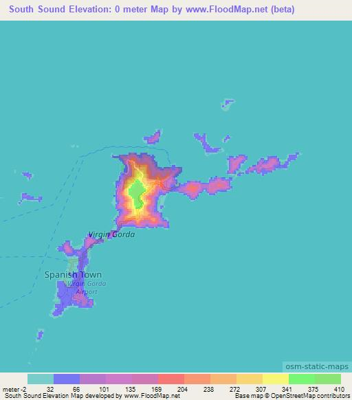 South Sound,British Virgin Islands Elevation Map