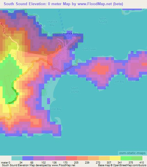 South Sound,British Virgin Islands Elevation Map