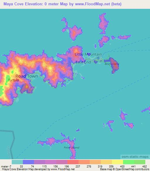 Maya Cove,British Virgin Islands Elevation Map