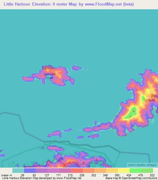 Little Harbour,British Virgin Islands Elevation Map