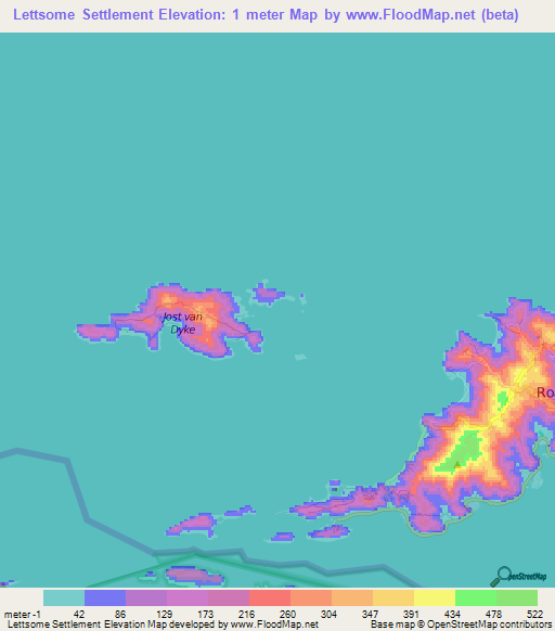 Lettsome Settlement,British Virgin Islands Elevation Map