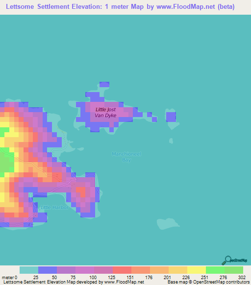 Lettsome Settlement,British Virgin Islands Elevation Map