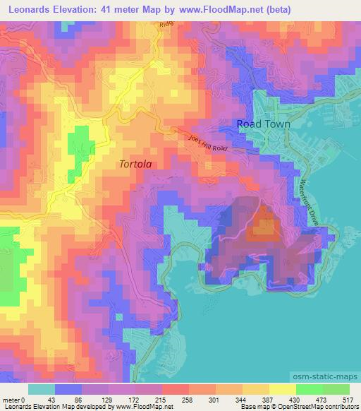 Leonards,British Virgin Islands Elevation Map