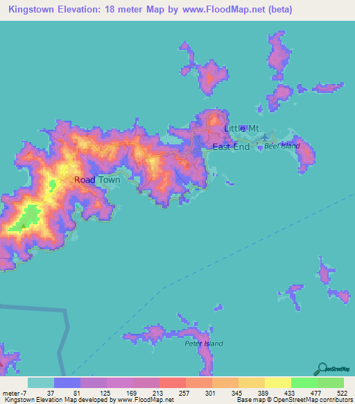 Elevation of Kingstown,British Virgin Islands Elevation Map, Topography ...