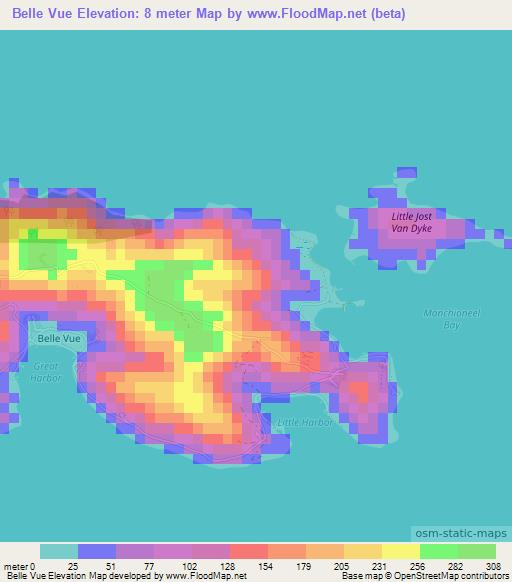 Belle Vue,British Virgin Islands Elevation Map