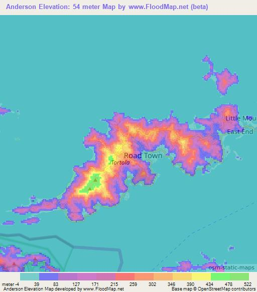 Anderson,British Virgin Islands Elevation Map