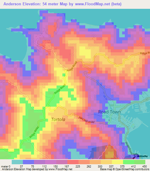 Anderson,British Virgin Islands Elevation Map