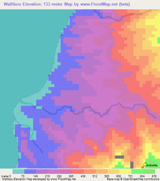 Wallibou,Saint Vincent and the Grenadines Elevation Map