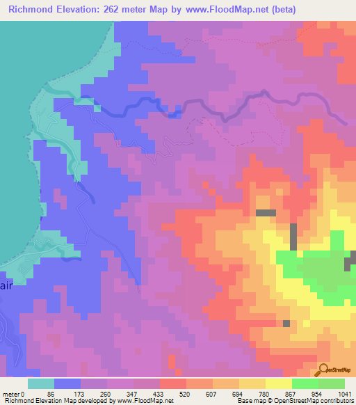 Richmond,Saint Vincent and the Grenadines Elevation Map