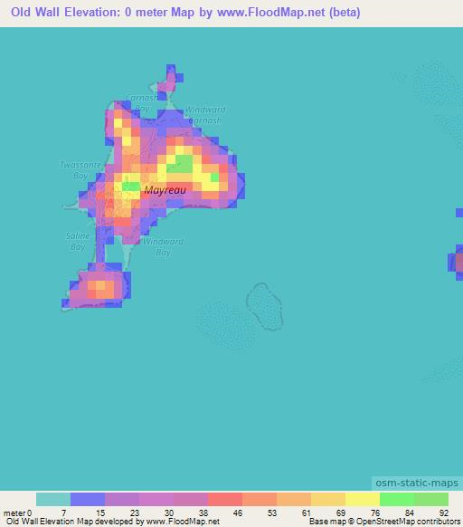 Old Wall,Saint Vincent and the Grenadines Elevation Map