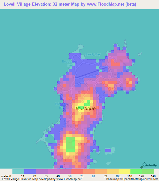 Lovell Village,Saint Vincent and the Grenadines Elevation Map