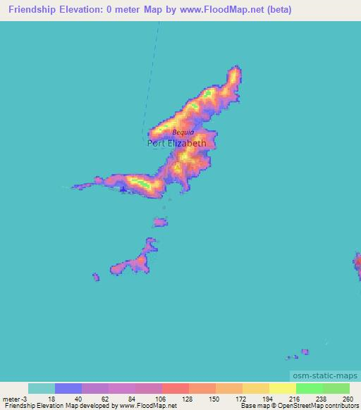 Friendship,Saint Vincent and the Grenadines Elevation Map