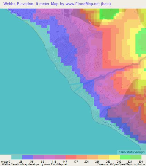 Webbs,Montserrat Elevation Map