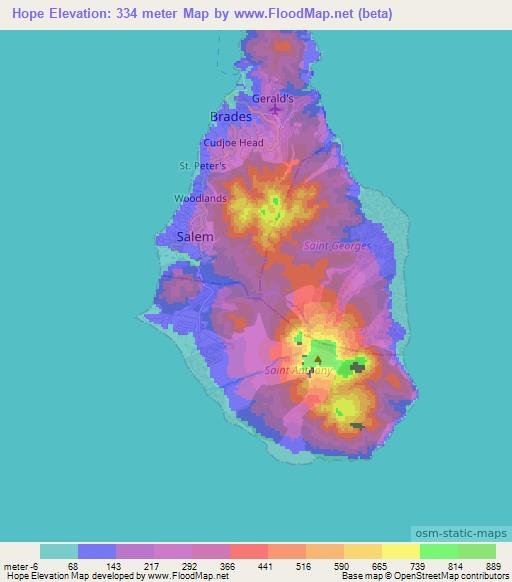 Hope,Montserrat Elevation Map